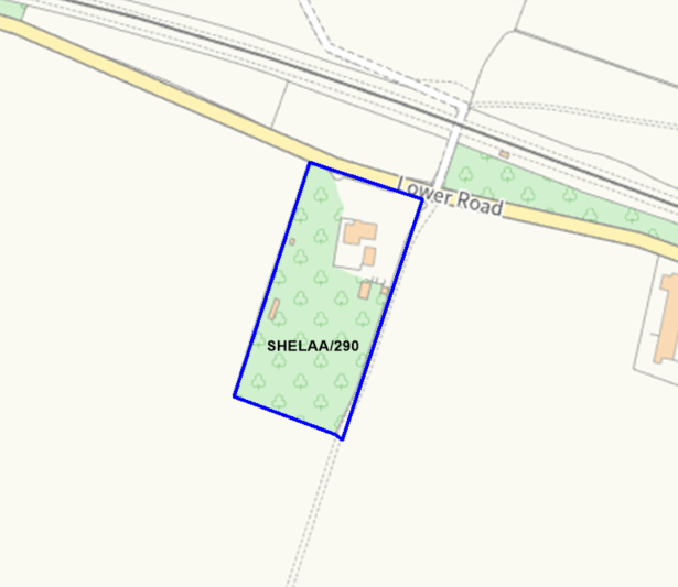 A map showing the location of SHELAA/290 outlined in blue