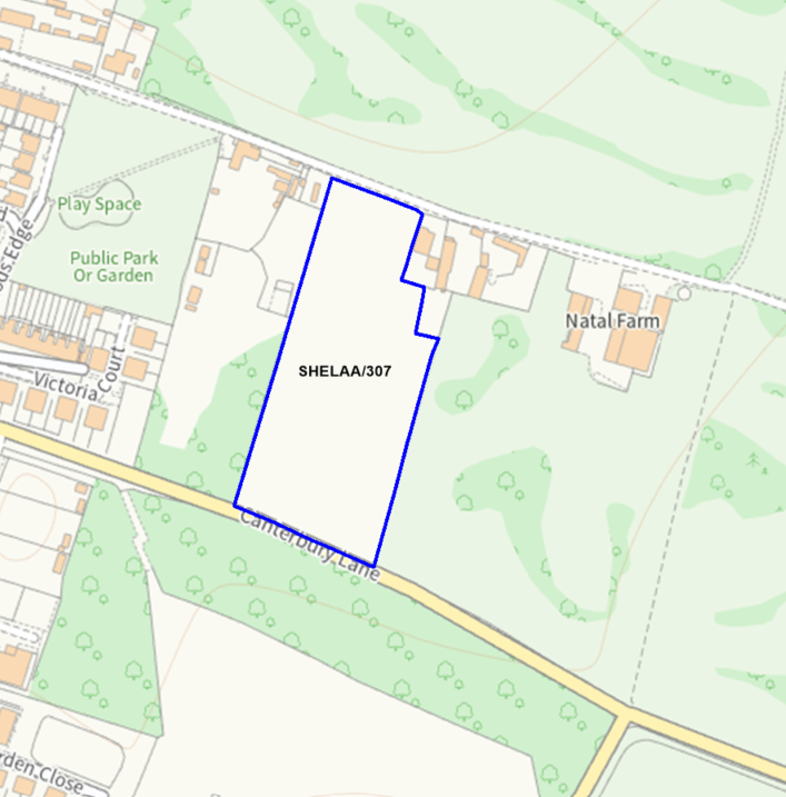 A map showing the location of SHELAA/307 outlined in blue