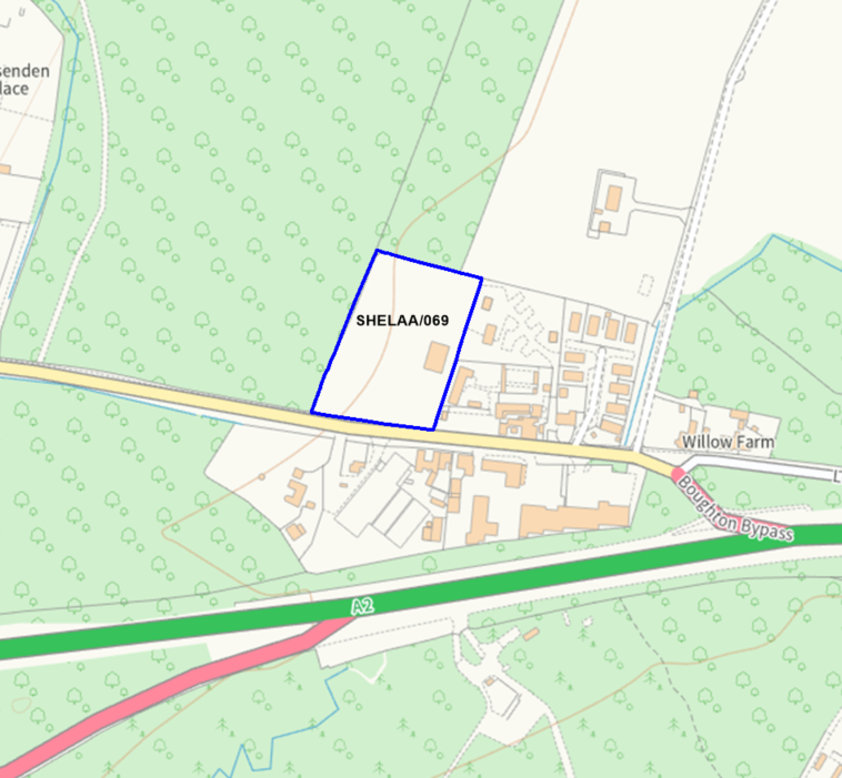 A map showing the location of SHELAA/069 outlined in blue