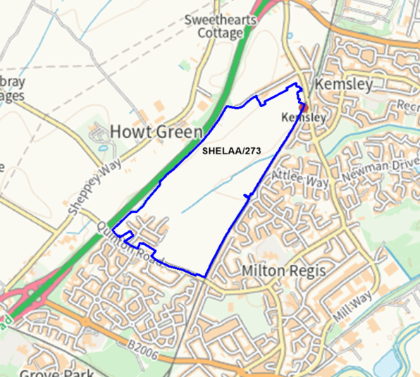A map showing the location of SHELAA/273 outlined in blue