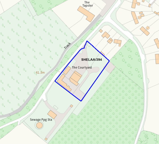 A map showing the location of SHELAA/394 outlined in blue