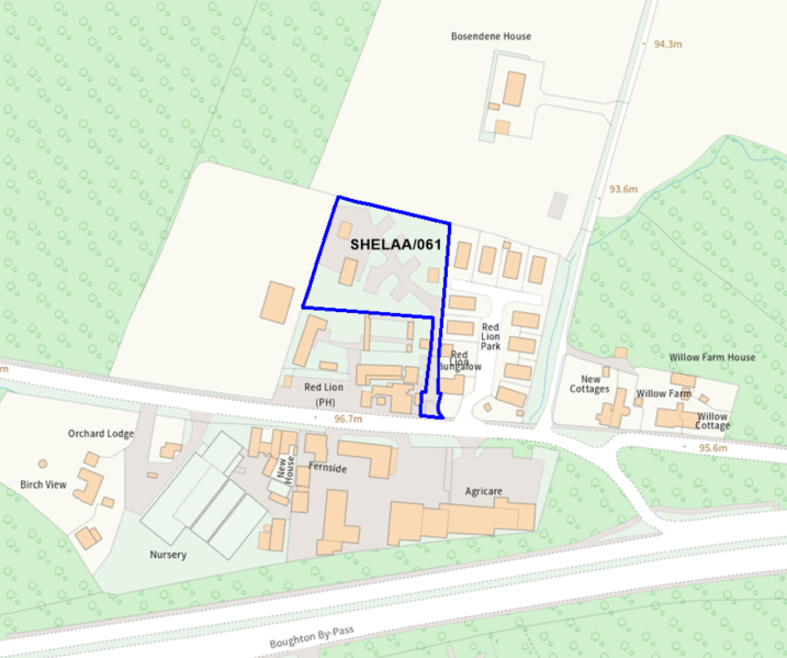 A map showing the location of SHELAA/061 outlined in blue