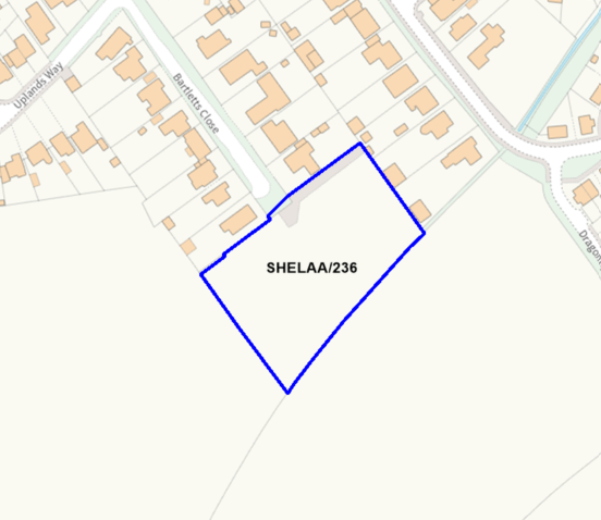 A map showing the location of SHELAA/236 outlined in blue