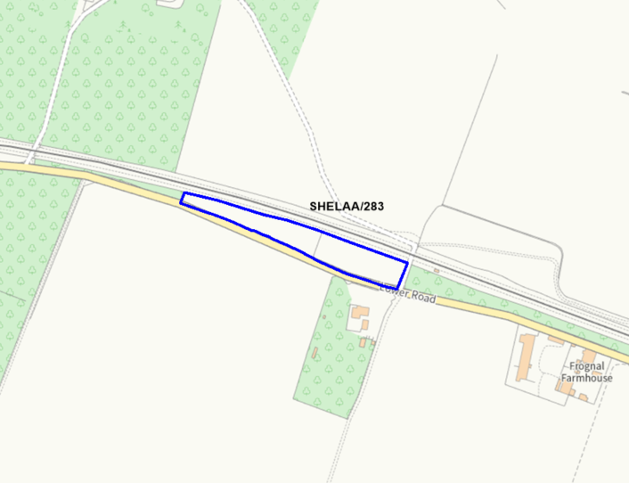 A map showing the location of SHELAA/283 outlined in blue